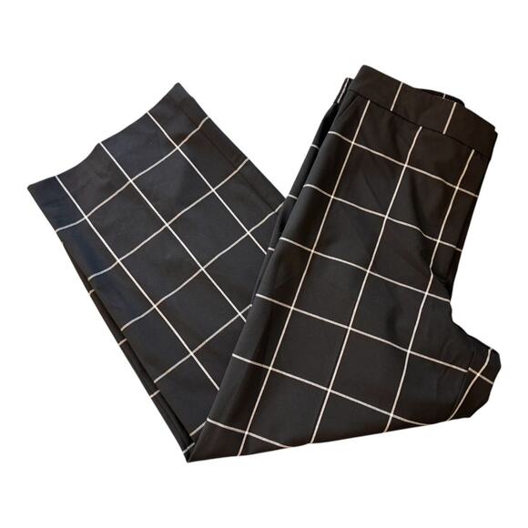 NEW HALOGEN NORDSTROM Black White Check High Rise Wide-Leg Pants Size 14 - Picture 3 of 5